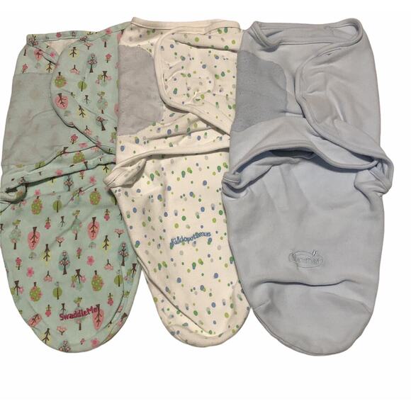 Swaddle Me Swaddle Wraps Small Blue Teal Trees Dots - Picture 1 of 3